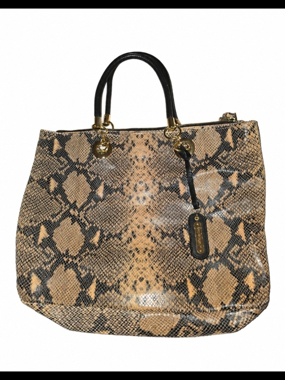 Cynthia Rowley Python-Print Tote Bag with Black Handles